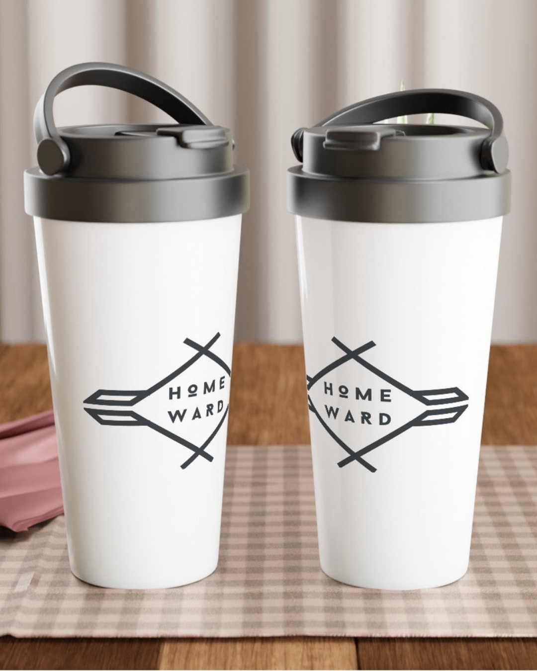 White 15oz Stainless Steel Travel Mug