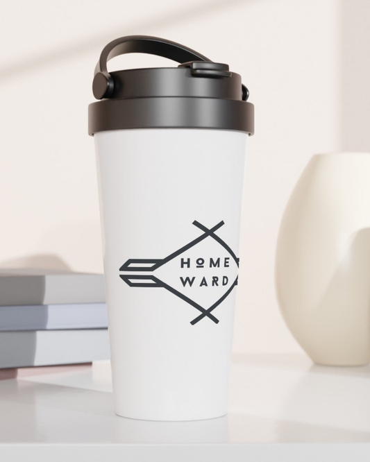 White 15oz Stainless Steel Travel Mug